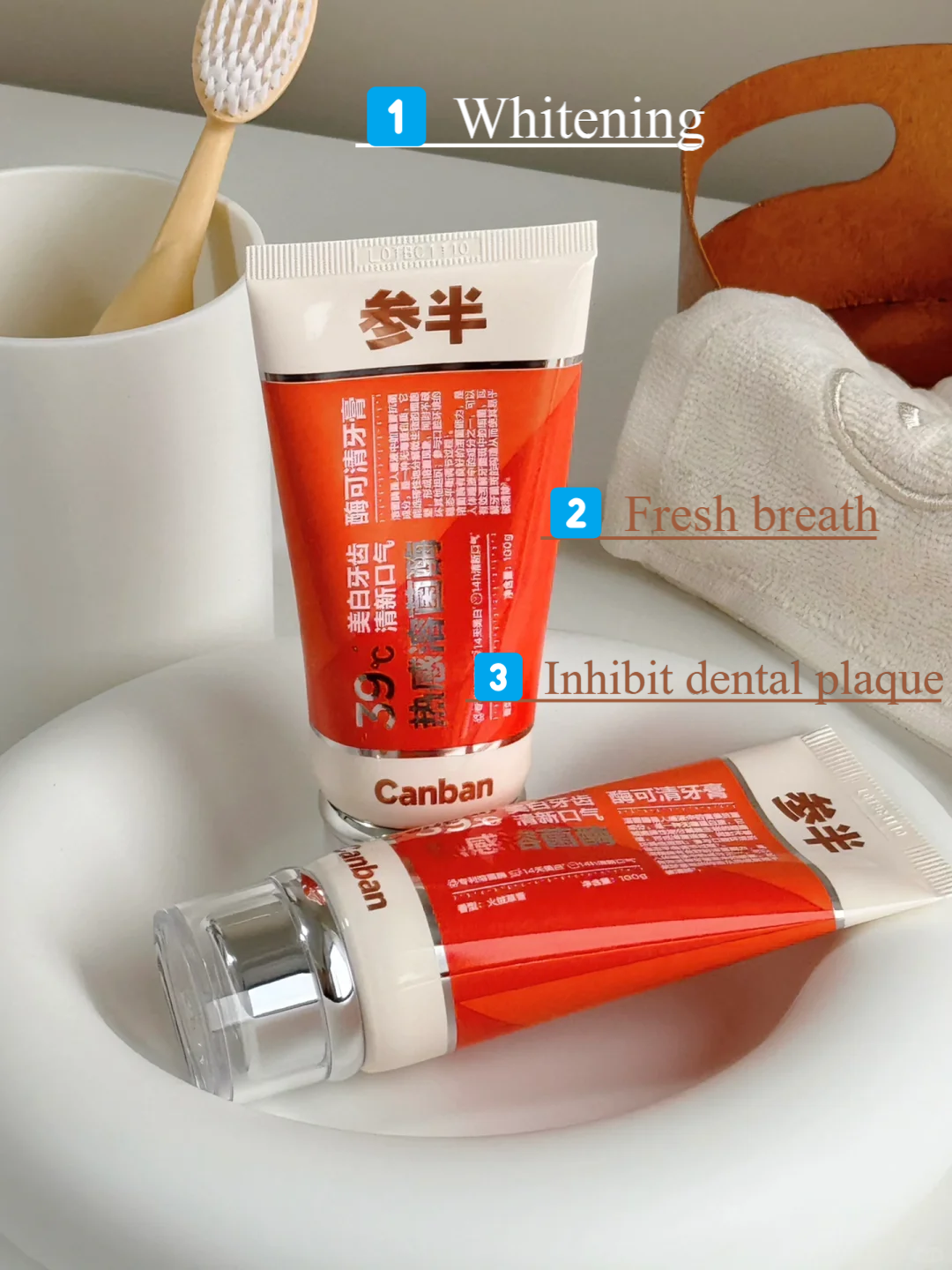 CanBan Refreshing Toothpaste 90g 参半可清溶菌酶牙膏