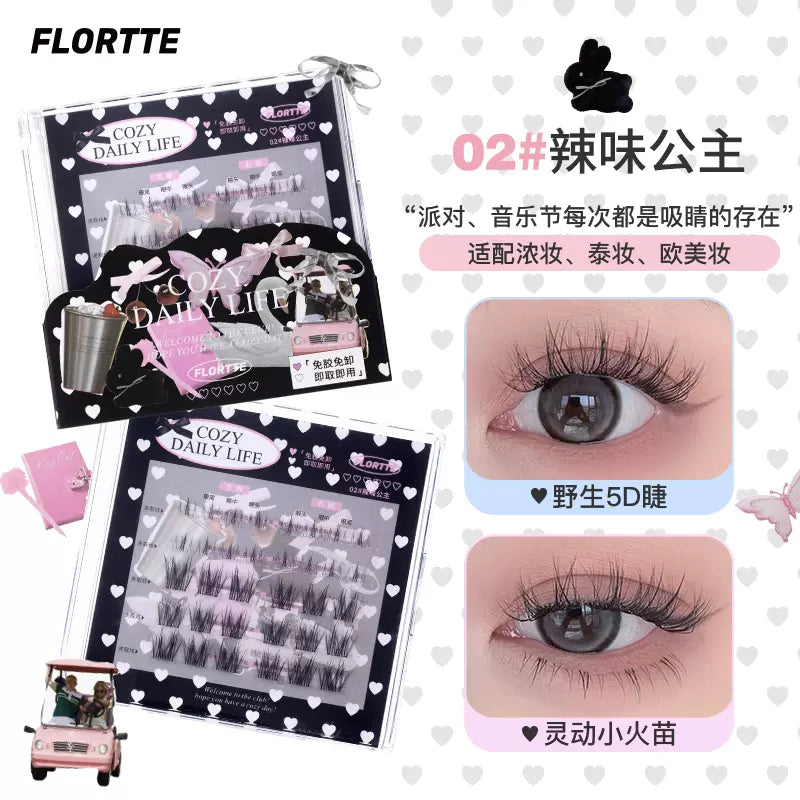 Flortte Cozy Daily Life Glue-Free False Eyelashes 1 Box 花洛莉亚千金日记系列免胶假睫毛