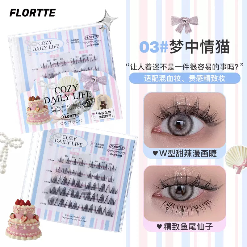 Flortte Cozy Daily Life Glue-Free False Eyelashes 1 Box 花洛莉亚千金日记系列免胶假睫毛