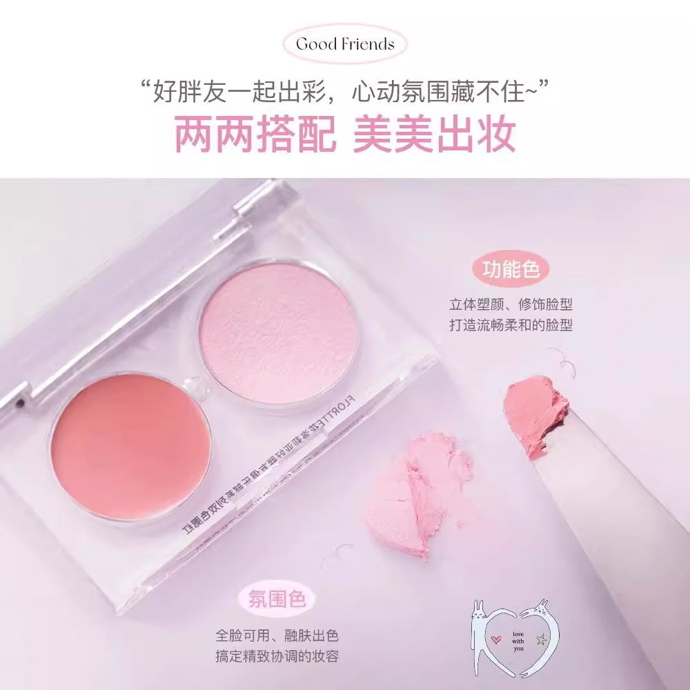 Flortte Good Friends Club Dual-color Blush 3.2g 花洛莉亚好胖友俱乐部双色腮红