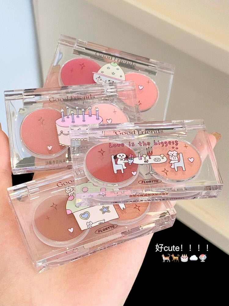 Flortte Good Friends Club Dual-color Blush 3.2g 花洛莉亚好胖友俱乐部双色腮红