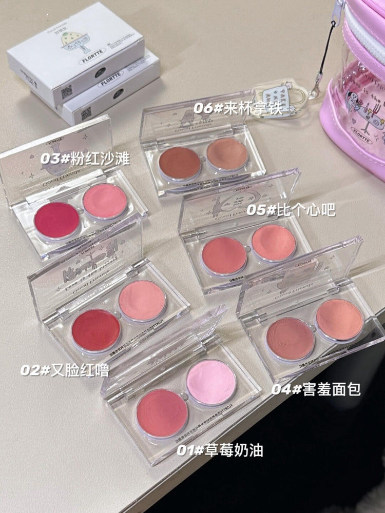 Flortte Good Friends Club Dual-color Blush 3.2g 花洛莉亚好胖友俱乐部双色腮红