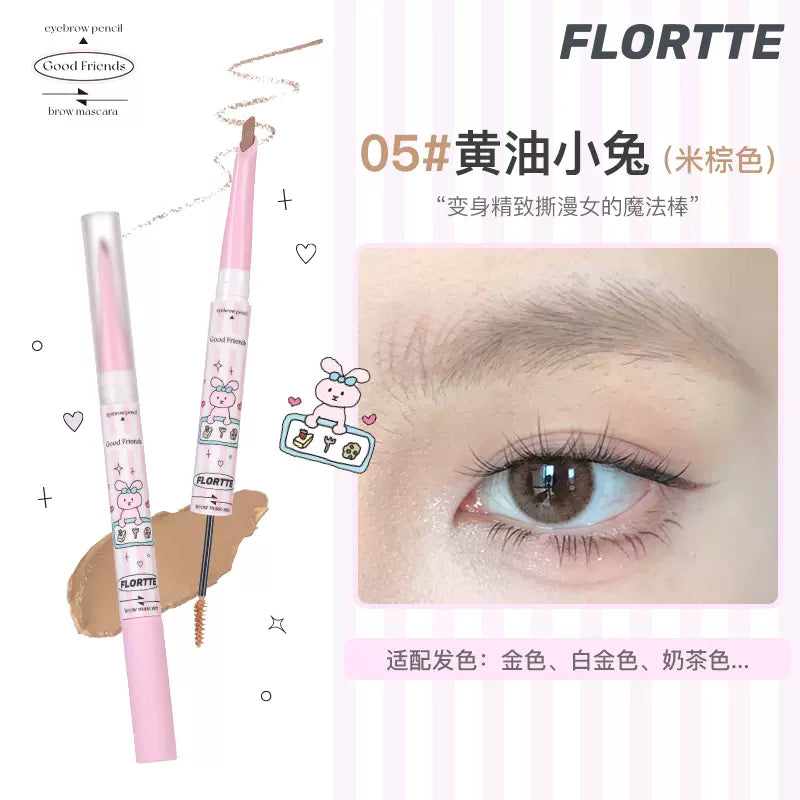 Flortte Good Friends Club Eyebrow Pen 1g 花洛莉亚好胖友俱乐部系列双头刀锋眉笔染眉膏