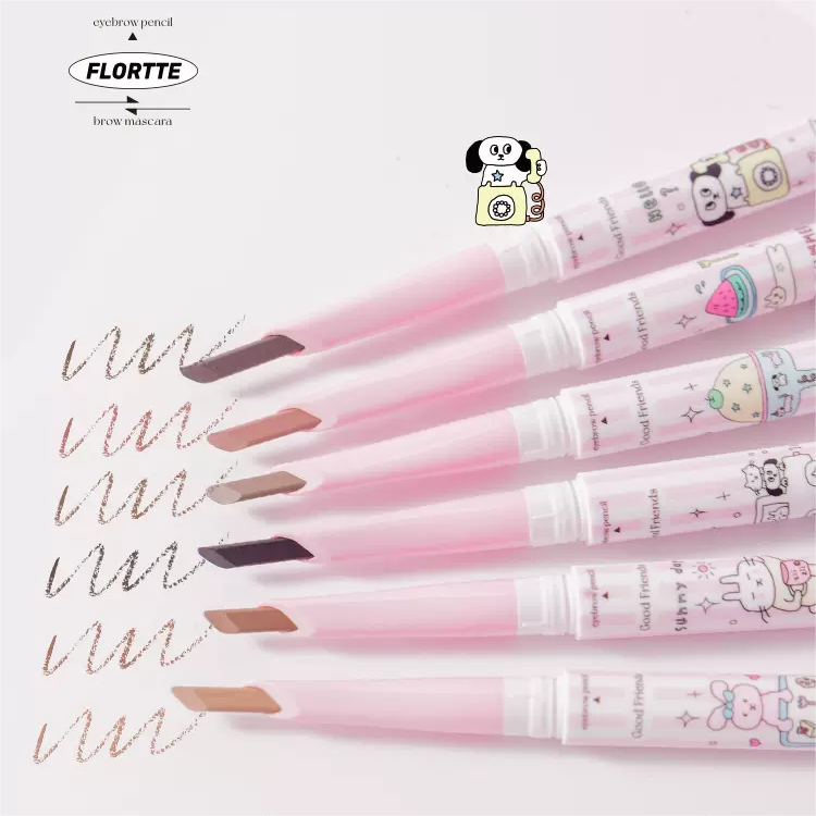 Flortte Good Friends Club Eyebrow Pen 1g 花洛莉亚好胖友俱乐部系列双头刀锋眉笔染眉膏