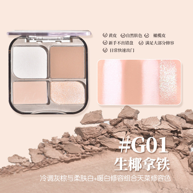 GOGOTALES 4-Color Draw Shadow Naturally Contour Palette 9.8g 戈戈舞四色绘影自然修容盘