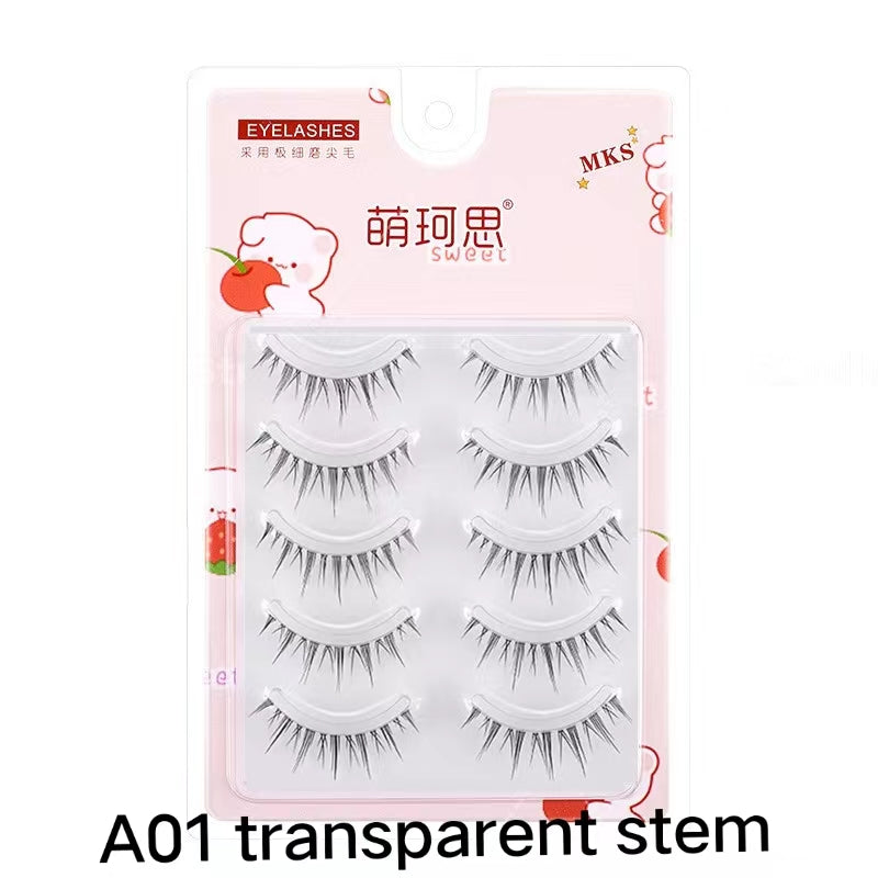 MKS Fine Transparent-Stem Natural Fiber Long Little Devil Style False Eyelashes 萌珂思细透明梗自然纤长小恶魔款假睫毛1 box