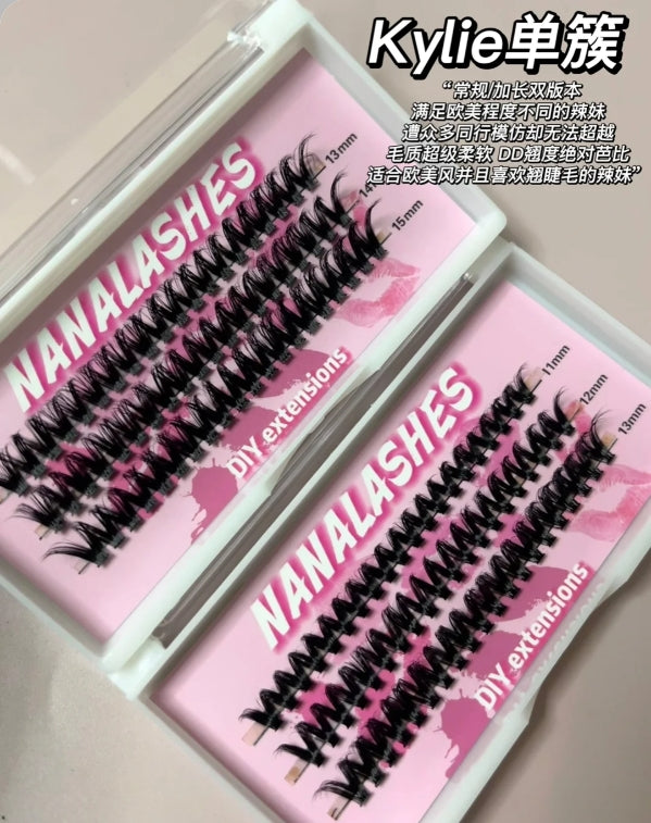 NANALASHES D Curvature Single Cluster False Eyelashes 1box NANALASHES D翘度单簇浓密假睫毛