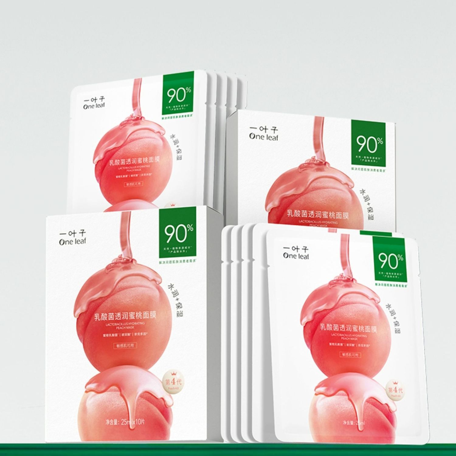 One Leaf Lactobacillus Hydrating Peach Mask 4.0 25ml*10PCS 一叶子乳酸菌透润蜜桃面膜4.0