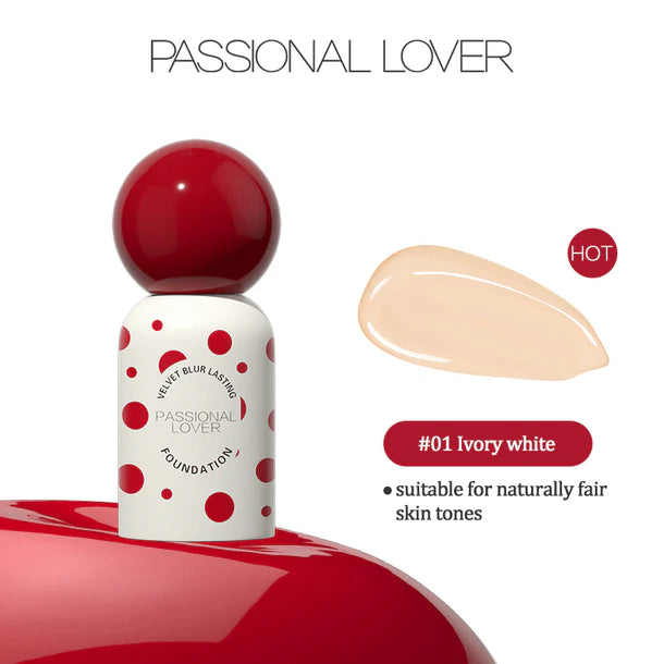 PASSIONAL LOVER Polka Dot Series Velvet Blur Lasting Foundation 3.0 30ml 恋火波点系列绒雾持妆粉底液3.0