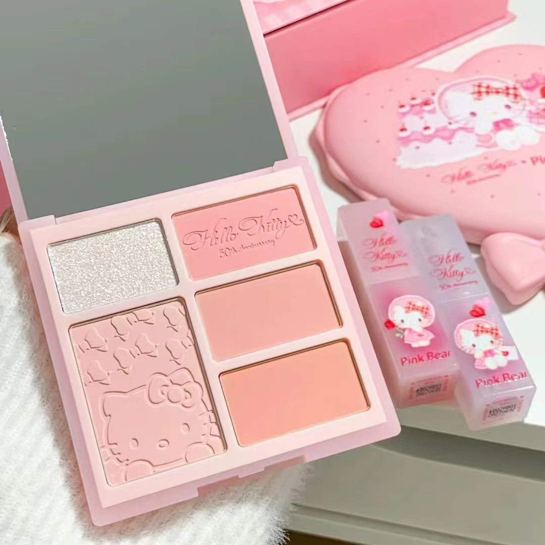 Pink Bear x Hello Kitty Eyeshadow Contour Palette 9.5g 皮可熊HelloKitty联名眼影修容综合粉盘