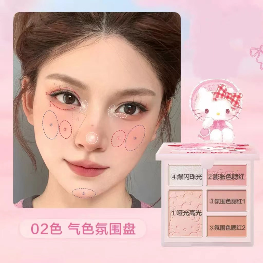 Pink Bear x Hello Kitty Eyeshadow Contour Palette 9.5g 皮可熊HelloKitty联名眼影修容综合粉盘