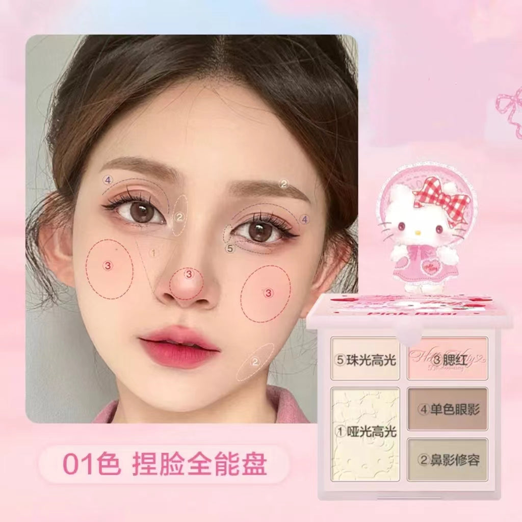 Pink Bear x Hello Kitty Eyeshadow Contour Palette 9.5g 皮可熊HelloKitty联名眼影修容综合粉盘