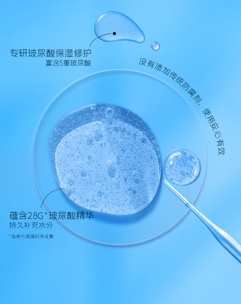 Rellet Hyaluronic Acid Moisturizing & Brightening Essence Mask 28g*10PCS 颐莲玻尿酸保湿亮肤水光肌原液面膜