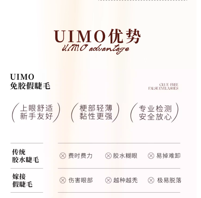 UIMO Glue-Free False Eyelashes 免胶水自粘分段式假睫毛