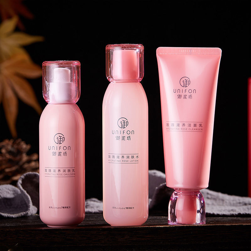 UNIFON Hydrating Rose Lotion Emulsion Cleanser Set 御泥坊玫瑰滋养润肤水乳洁面套装